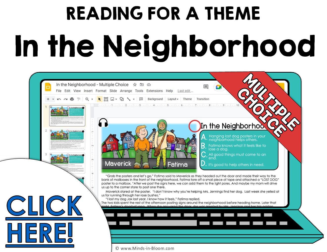 Google Slides Reading for a Theme In the Neighborhood 1 Setting
