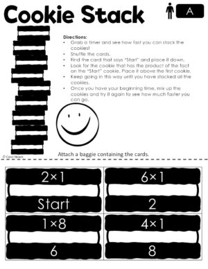 The Factz A Multiplication Game - COOKIE STACK - x1 fact family