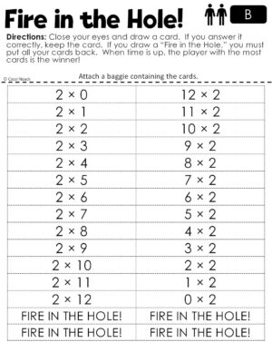 The Factz B Multiplication Game -  FIRE IN THE HOLE - x2 fact family