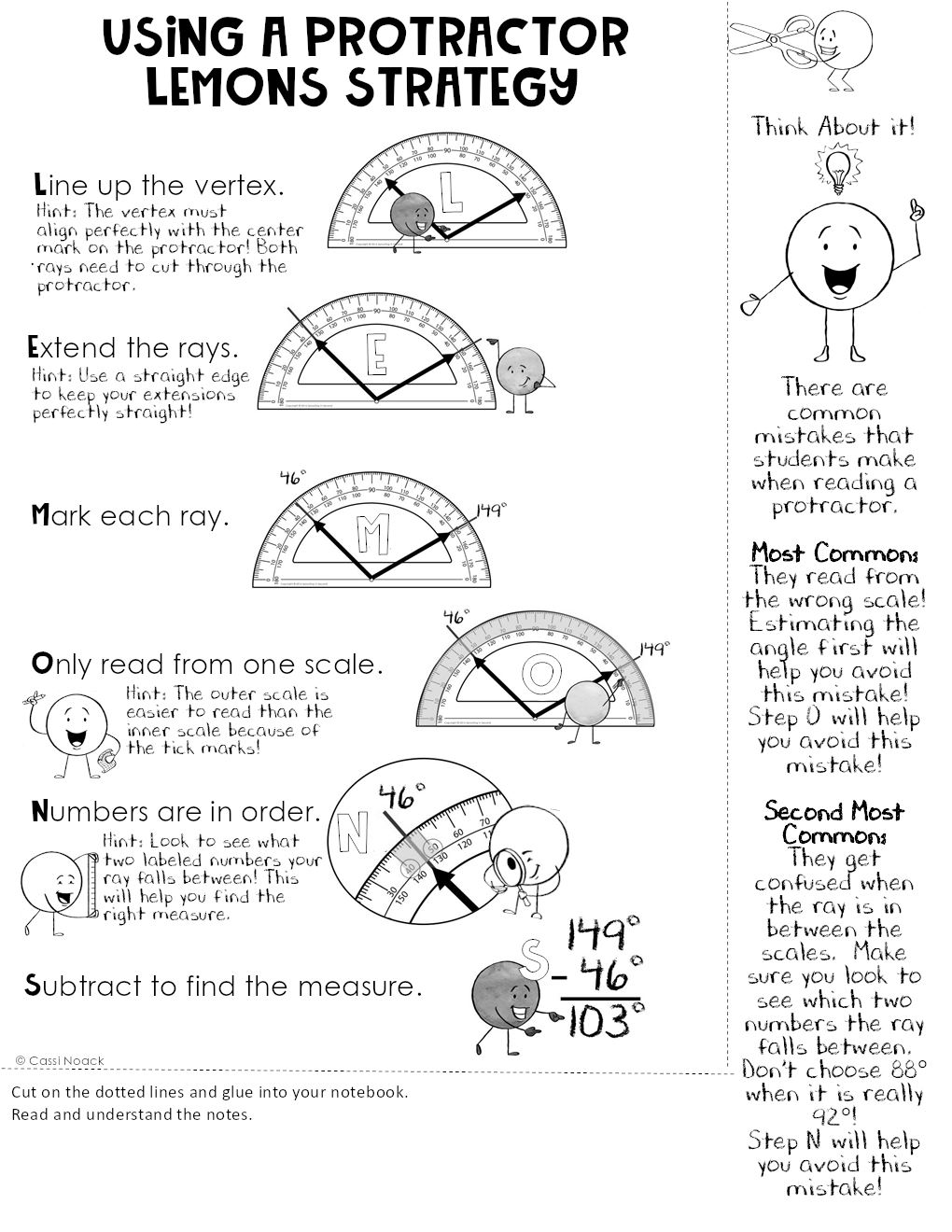 Angles and Protractors Notes Pages (Great for Notebooks) LEMONS