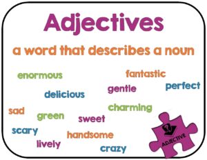 Adjectives Poster    COLOR and B&W