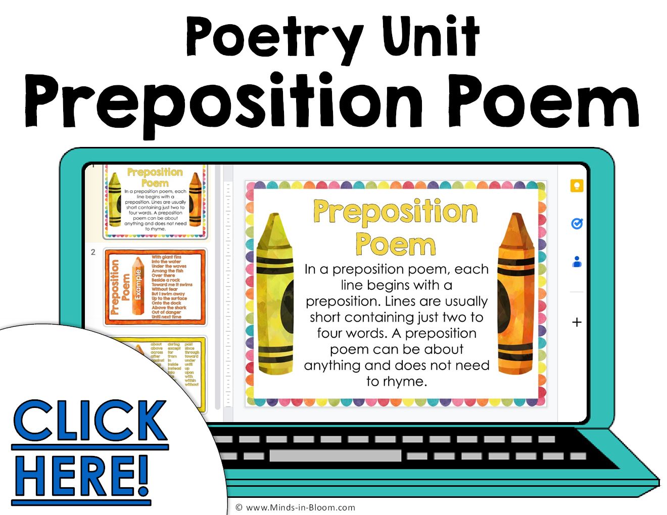 Preposition Poem Practice for Grades 3-5 | Google Apps Digital Activity