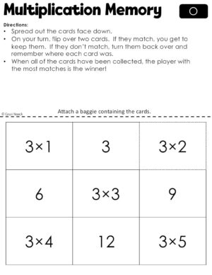 The Factz O Multiplication Game - MULTIPLICATION MEMORY - x3 fact family