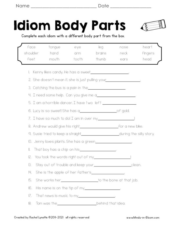 Figurative Language Worksheets and Google Slides - Idiom, Simile ...