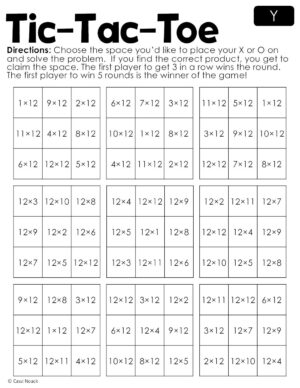 The Factz Y Game -  MULTIPLICATION TIC-TAC-TOE  - x12 fact family