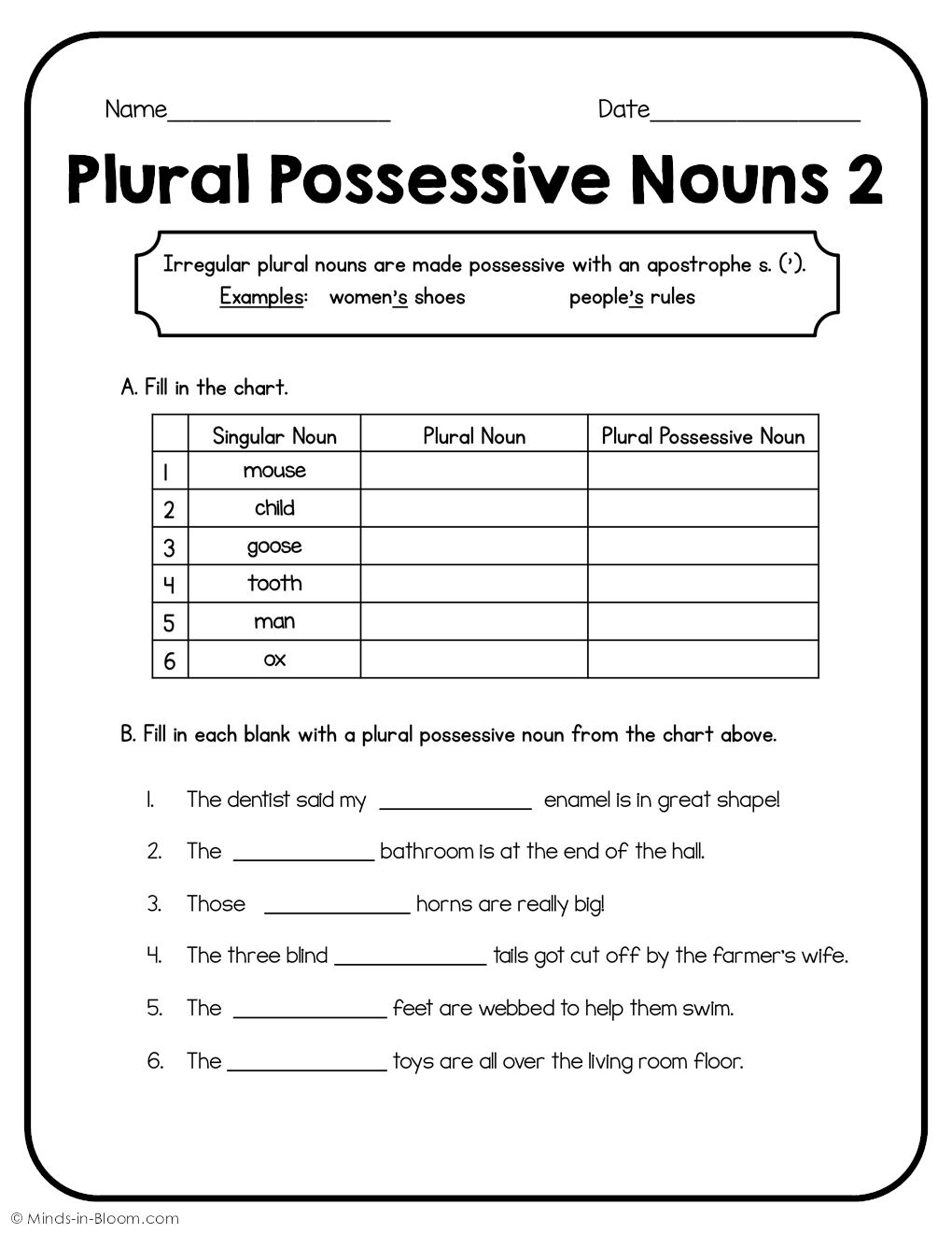 Plural Possessive Nouns 2 Minds In Bloom Unlimited
