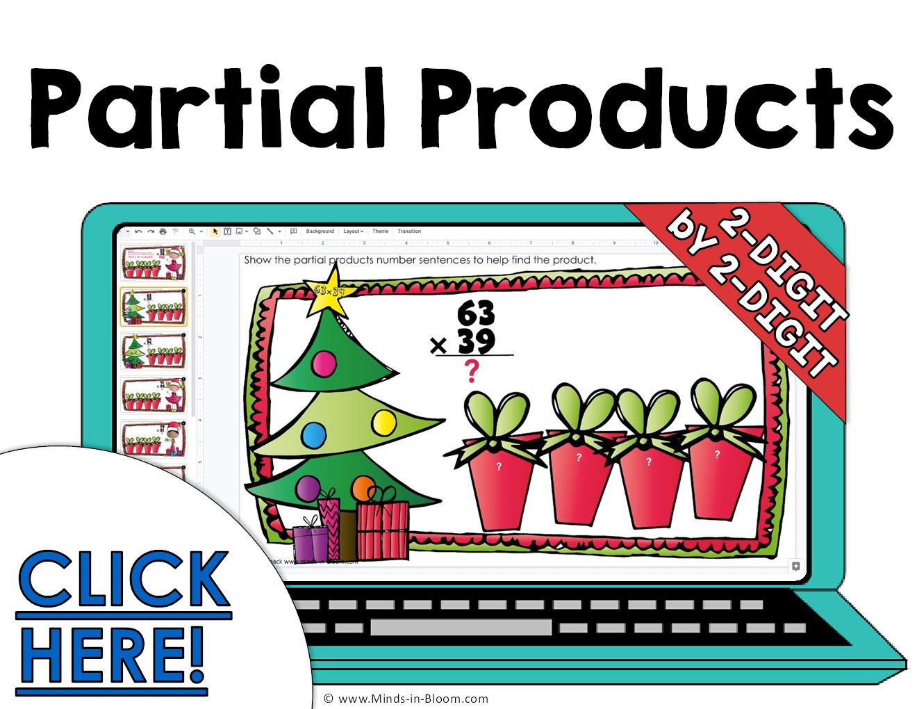Google Slides - Christmas themed - Solving Multiplication with Partial ...