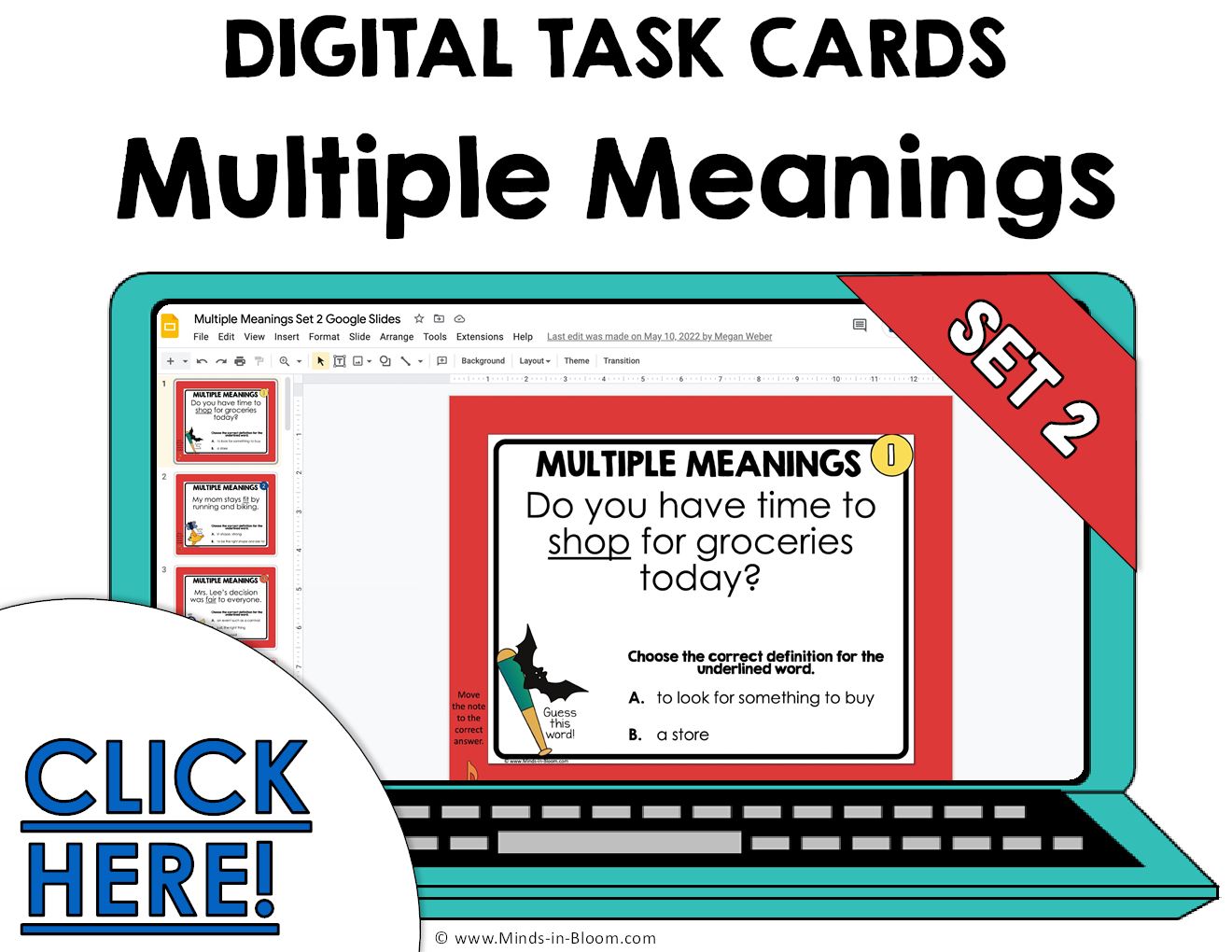 Google Slides - Multiple Meanings Homonym Task Cards - Set 2 - Minds in ...