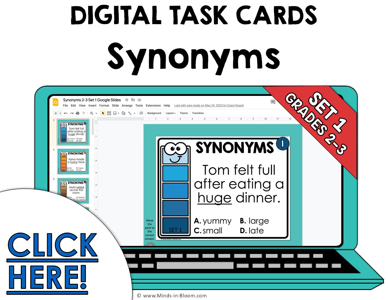 Google Slides Beginner Synonyms Set 1 Minds in Bloom Unlimited