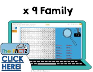 The Factz L Multiplication Game -  SENTENCE SEARCH  - x9 fact family