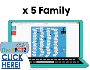 The Factz F Multiplication Game -  FOLLOW THE FACT BRICK ROAD - x5 fact family