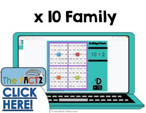 The Factz D Multiplication Game - Bingo - x10 fact family