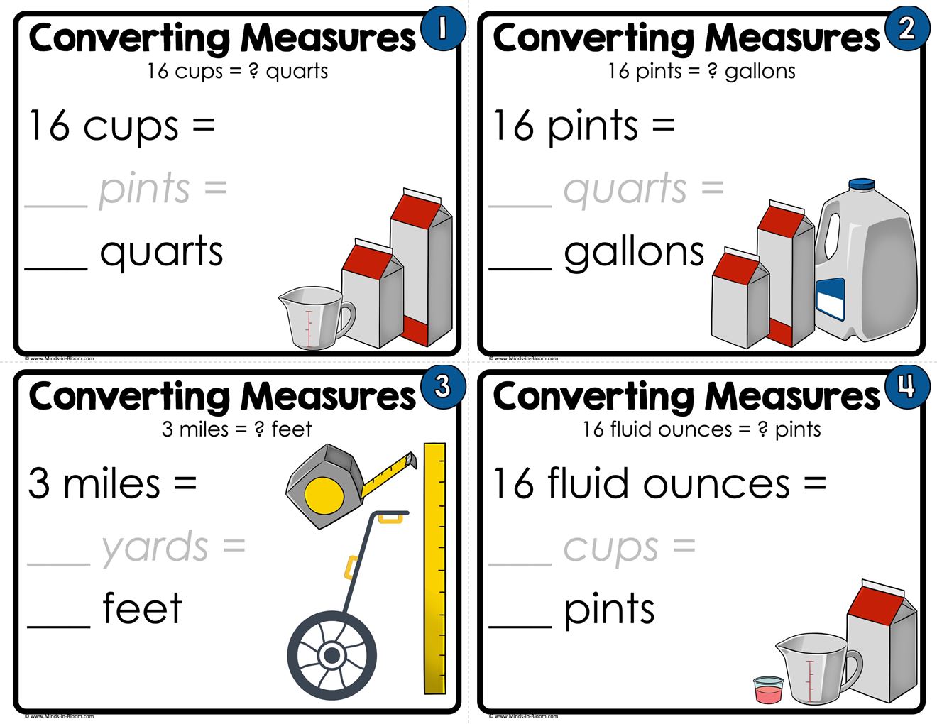 Converting Measurements - Two Step Measures - Task Cards - Minds in ...