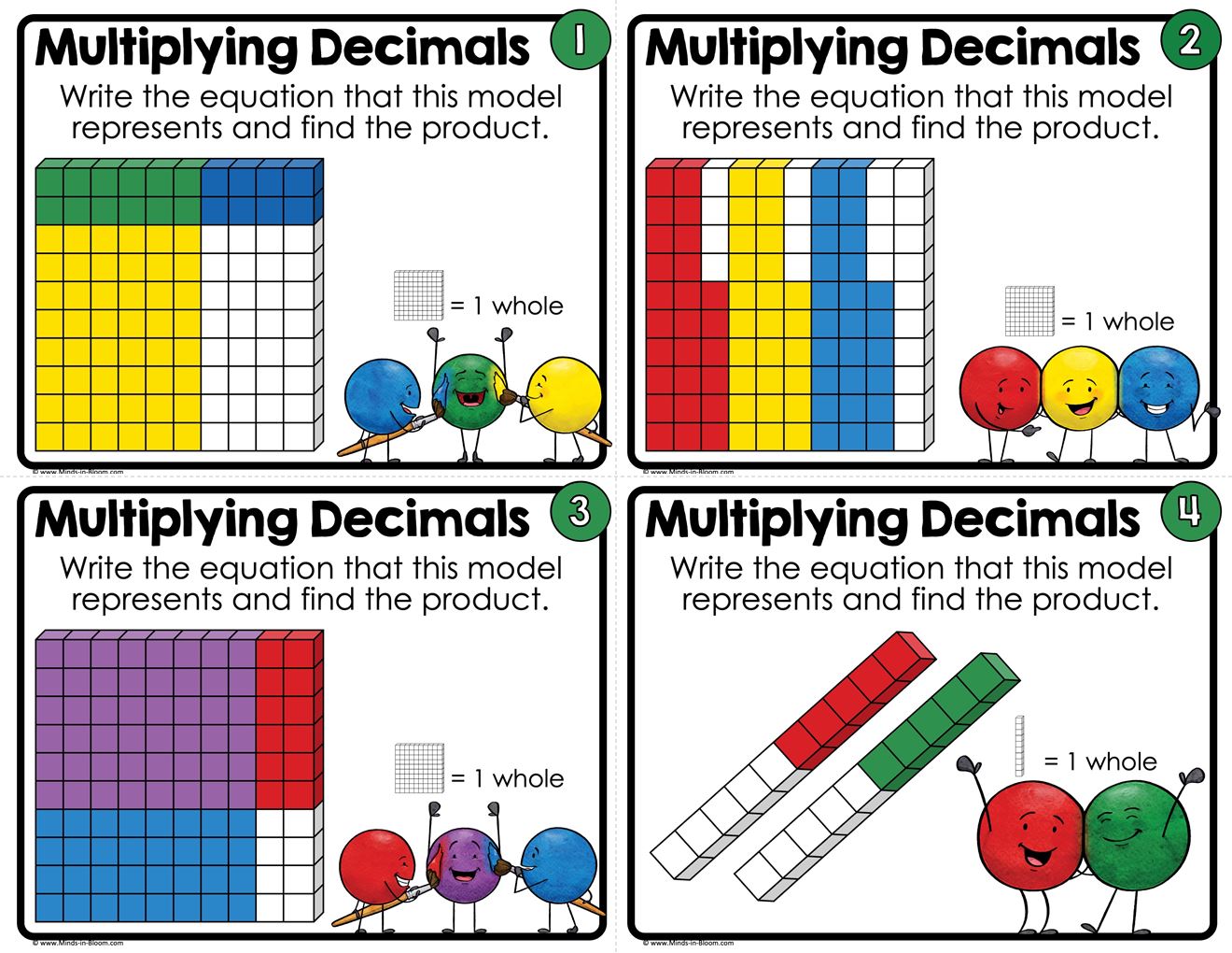 Multiplying Decimals with Models - Task Cards - Minds in Bloom Unlimited