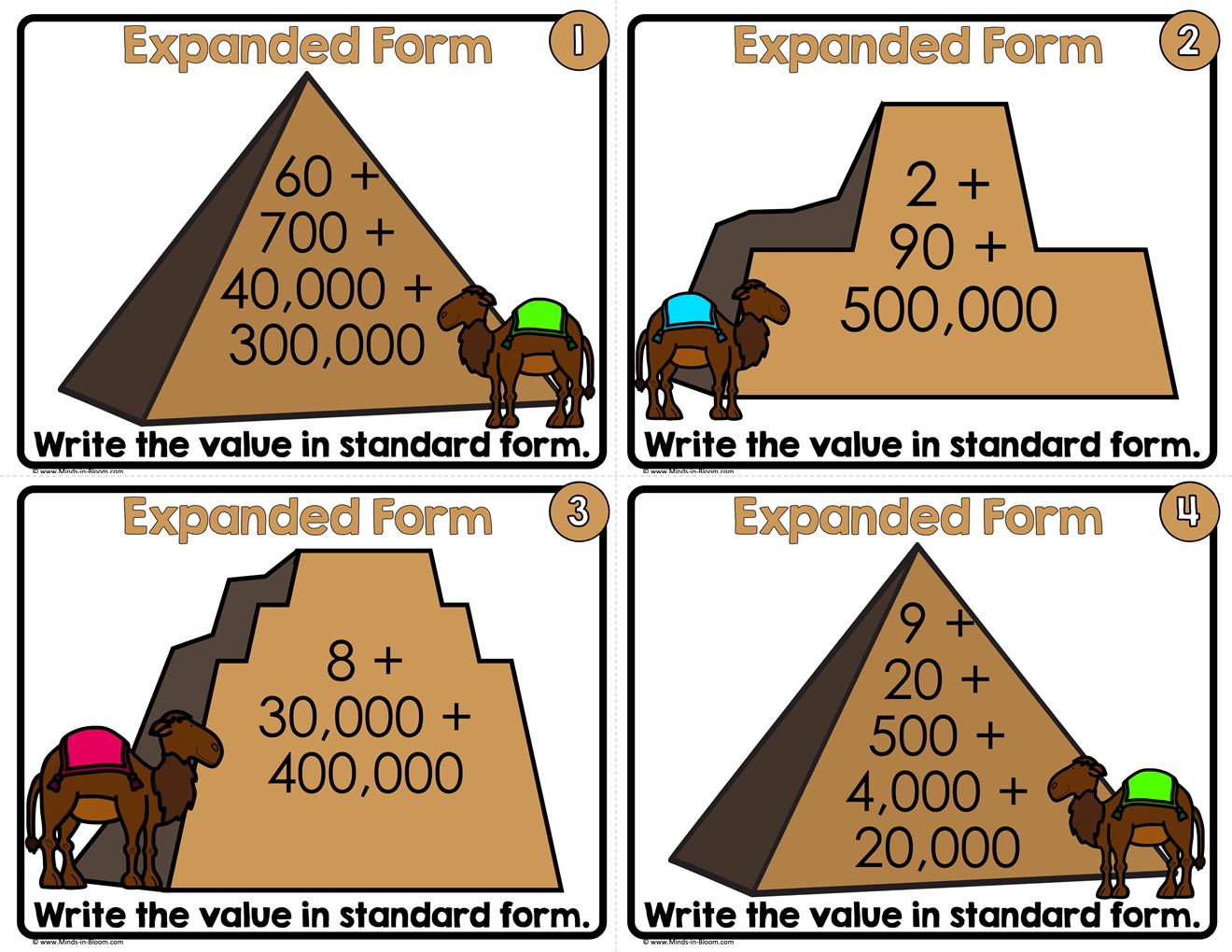 Expanded Form - Task Cards - Minds in Bloom Unlimited