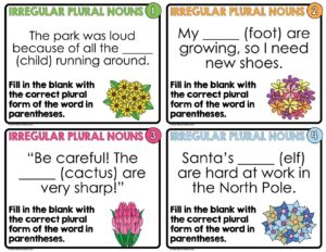 Irregular Plural Nouns Task Cards