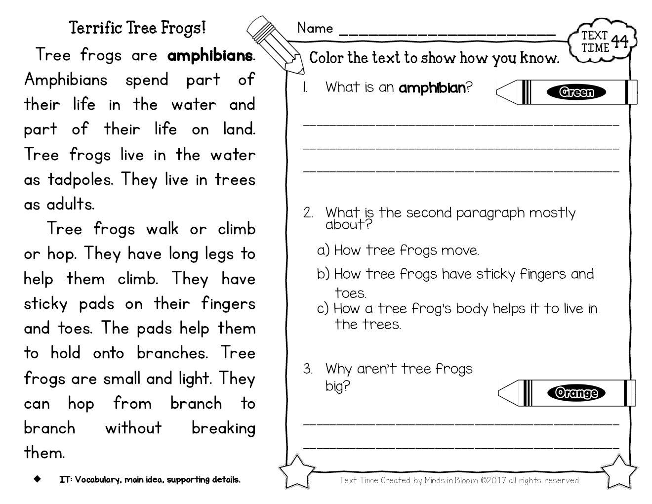 Reading Comprehension Passage: - nonfiction - Terrific Tree Frogs ...