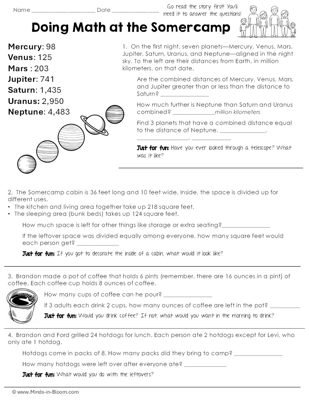 Camping Themed 2-step story problems - 3rd Grade Version - Minds in ...