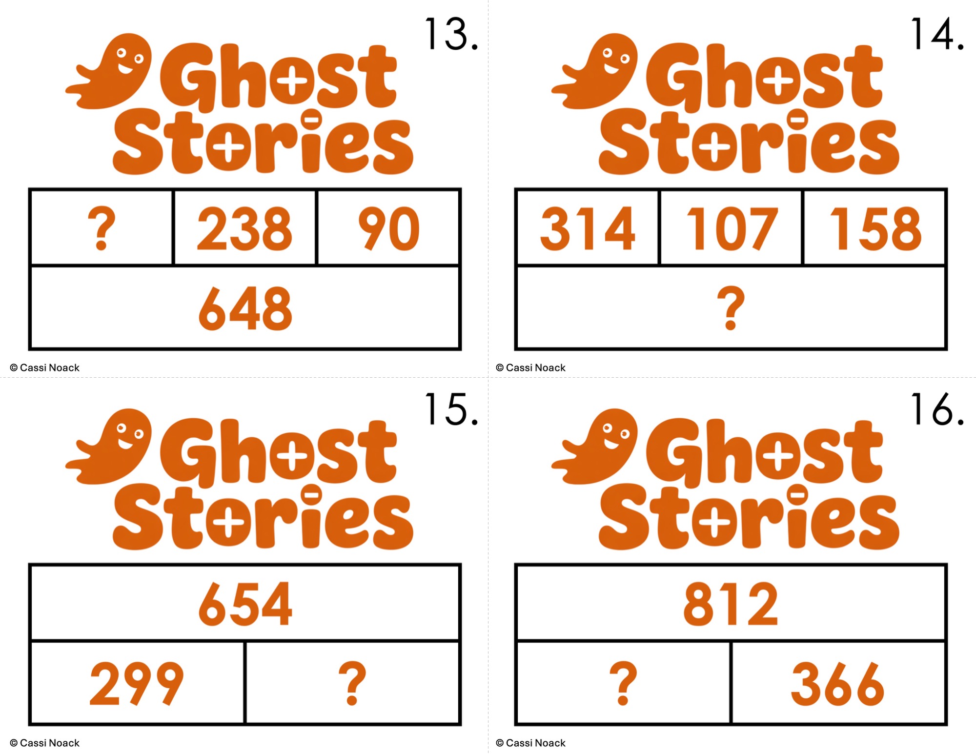 Strip Diagrams – Addition & Subtraction – Ghost Stories