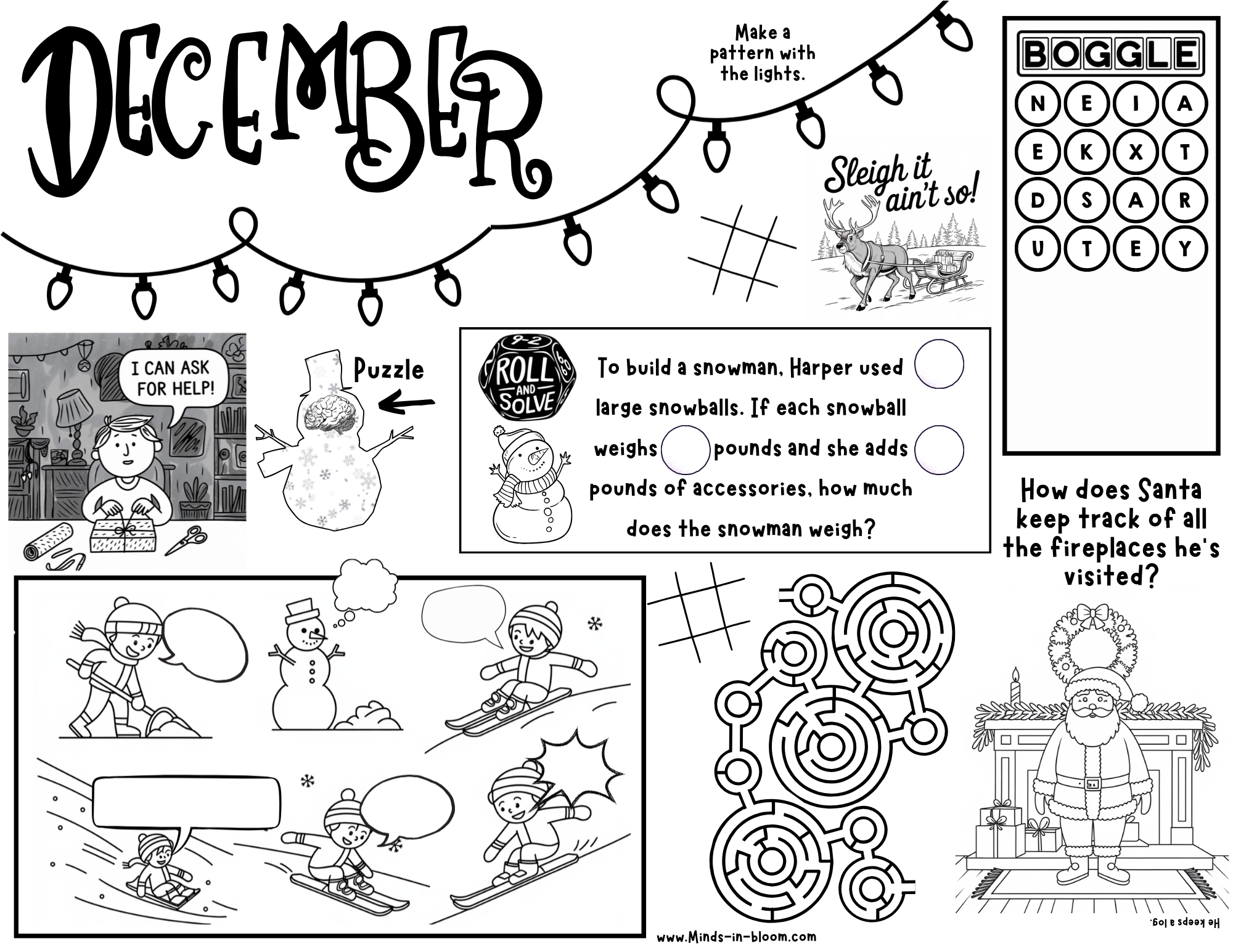 December Activity Pages, Puzzles, Games, Jokes, and more