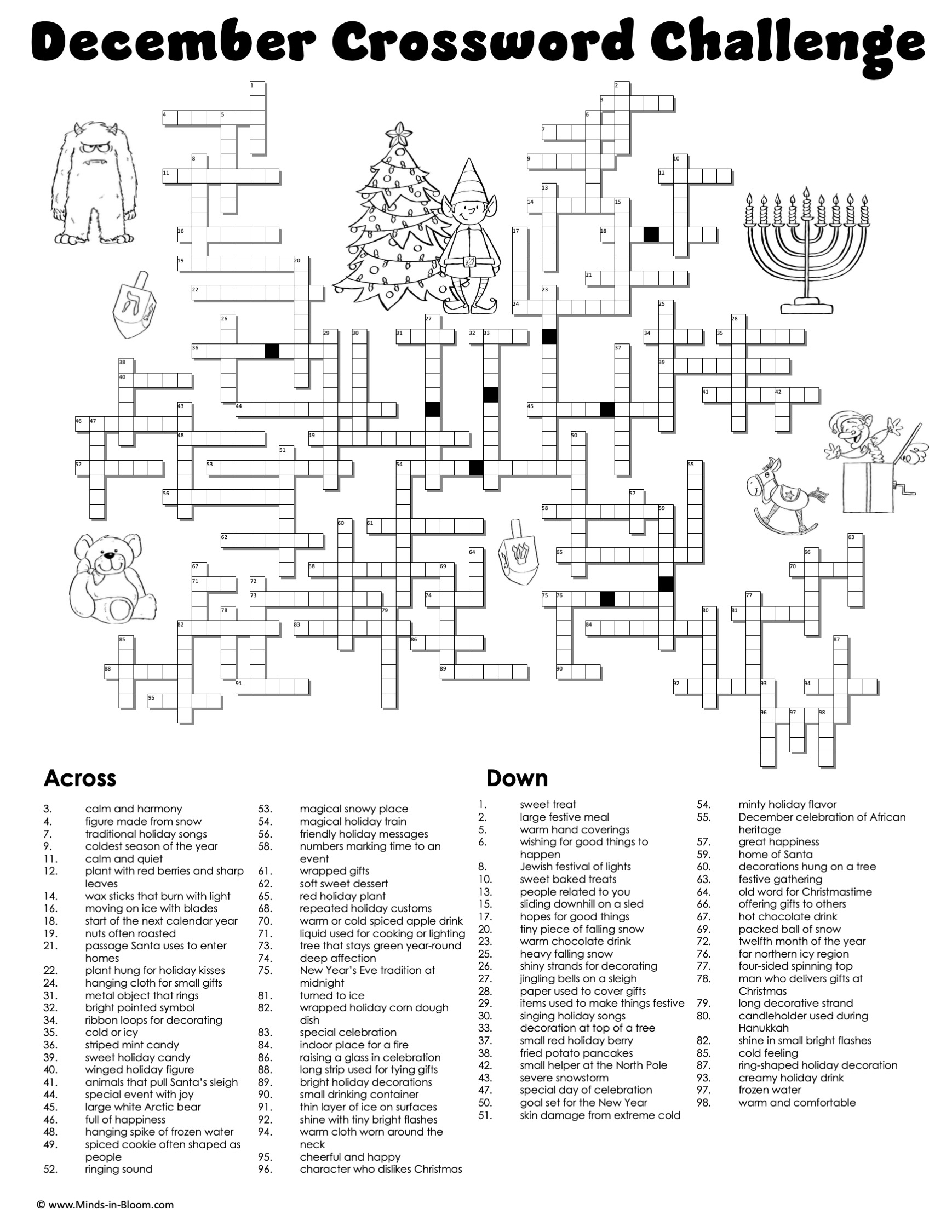 Giant December Crossword Puzzle – Class Collaborative Activity – Christmas, Hanukkah, and more