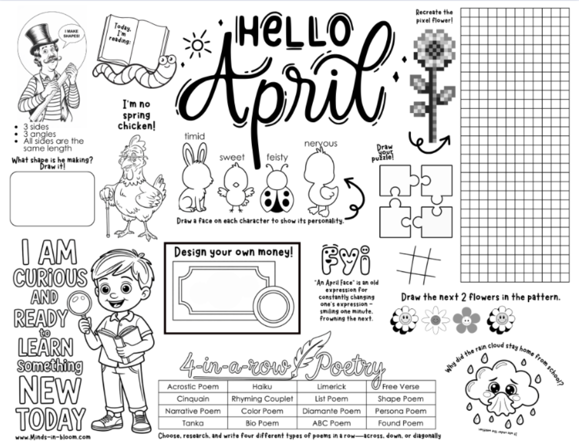 April Worksheets – Activity Pages Puzzles