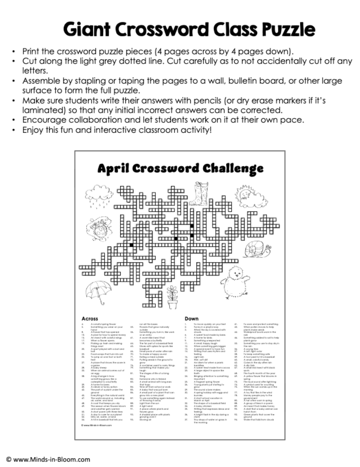 April Giant Crossword Puzzle