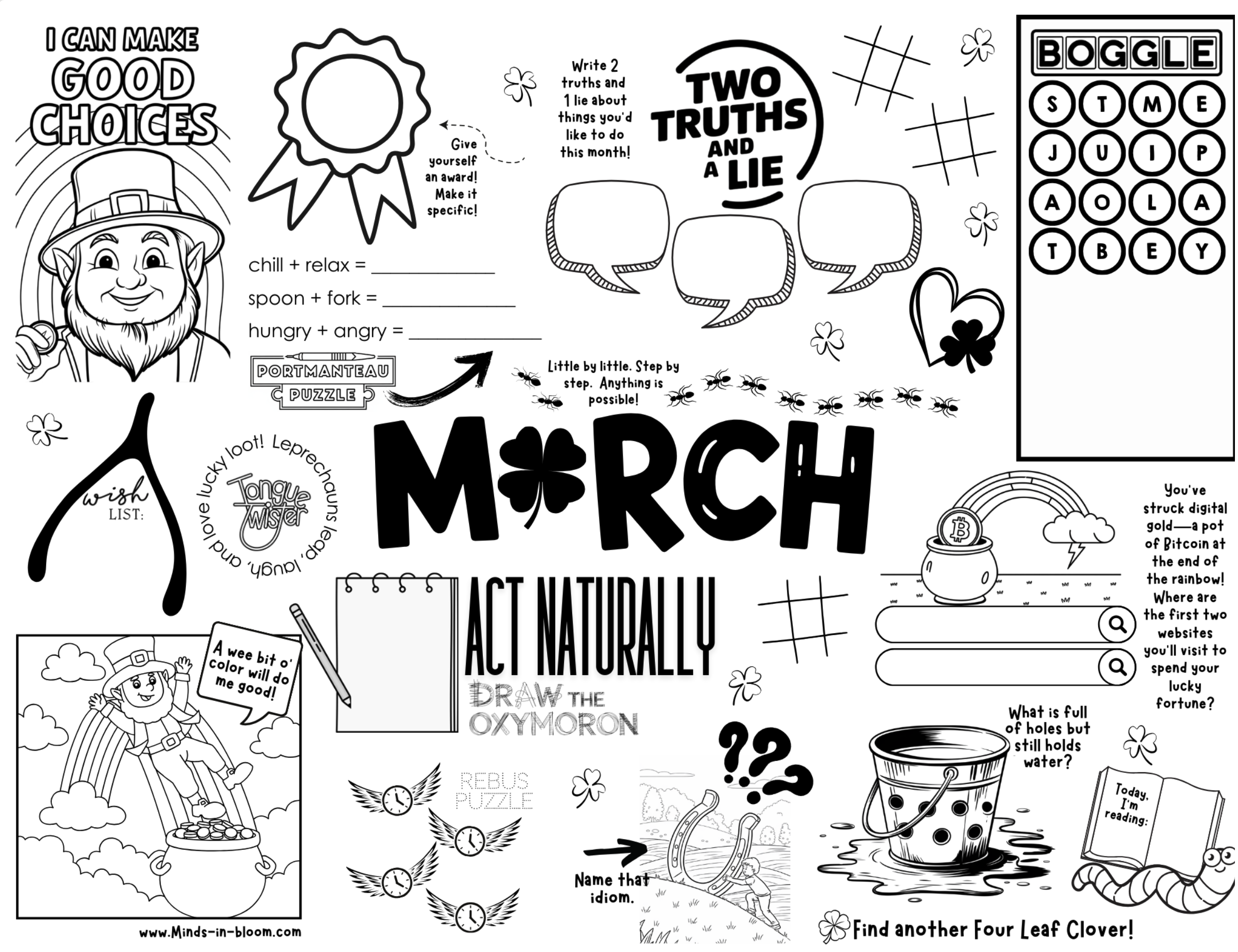 March Worksheets Activity Pages Puzzles Morning Work SEL St. Patrick’s Day Games