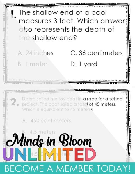 Converting Measurements - Task Cards - Minds in Bloom Unlimited