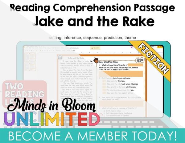 Jake The Rake Google Slide - Fall Reading Passage - Jake and the Rake - Literature ...