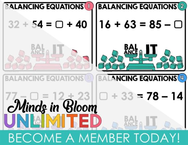 Balance the Equation - within 100 - no regrouping - COLOR - Minds in ...