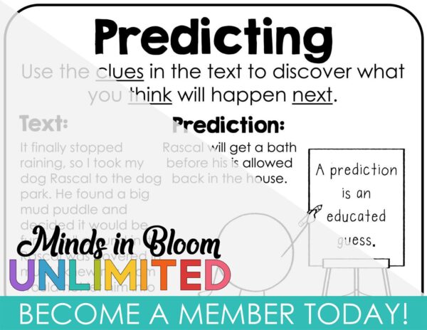 Reading Strategies Poster - Making Predictions - B&W - Minds In Bloom ...