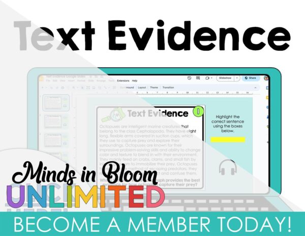 Digital - Answering Questions with Text Evidence - Minds in Bloom Unlimited