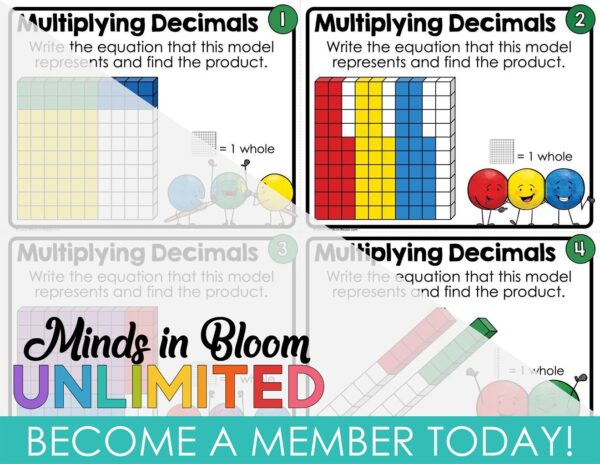 Multiplying Decimals with Models - Task Cards - Minds in Bloom Unlimited