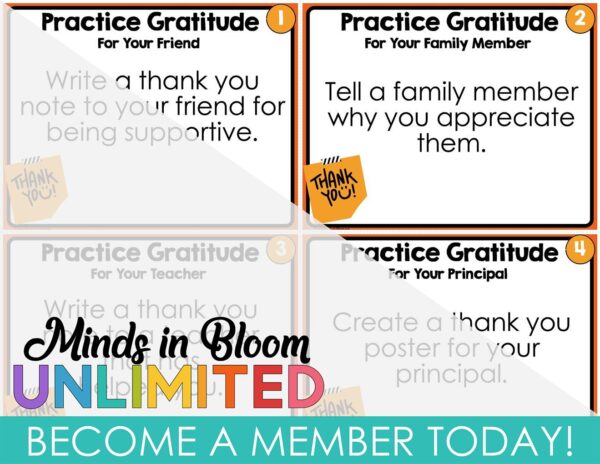 Practice Gratitude Thanksgiving Task Cards - Minds in Bloom Unlimited