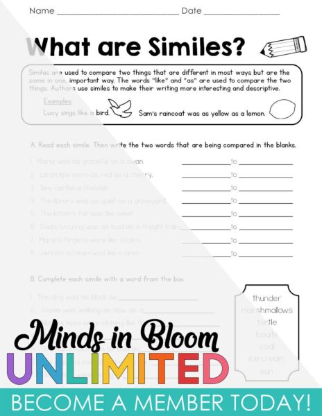What are similes? - Minds in Bloom Unlimited