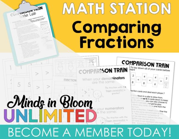 Comparing Fractions - Station/Center Activity - Minds in Bloom Unlimited